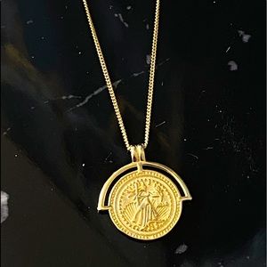 Roman gold coin necklace sterling silver